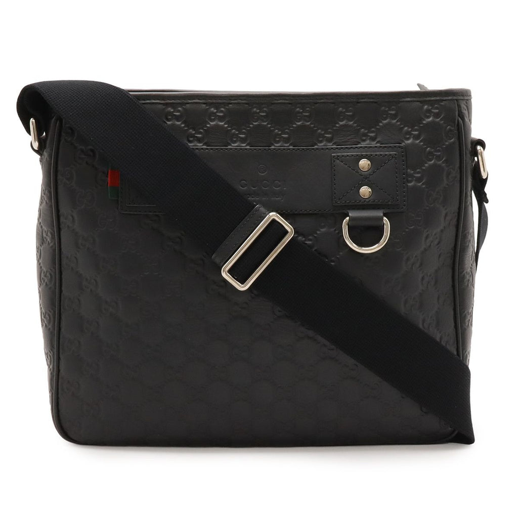 Gucci Guccissima Sherry Line Shoulder Bag Rubber Coating Leather Black