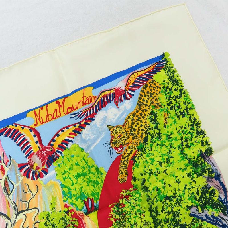Hermes Carre 90 NUBA Mountain Scarf Silk White Multicolor Animal — view 7