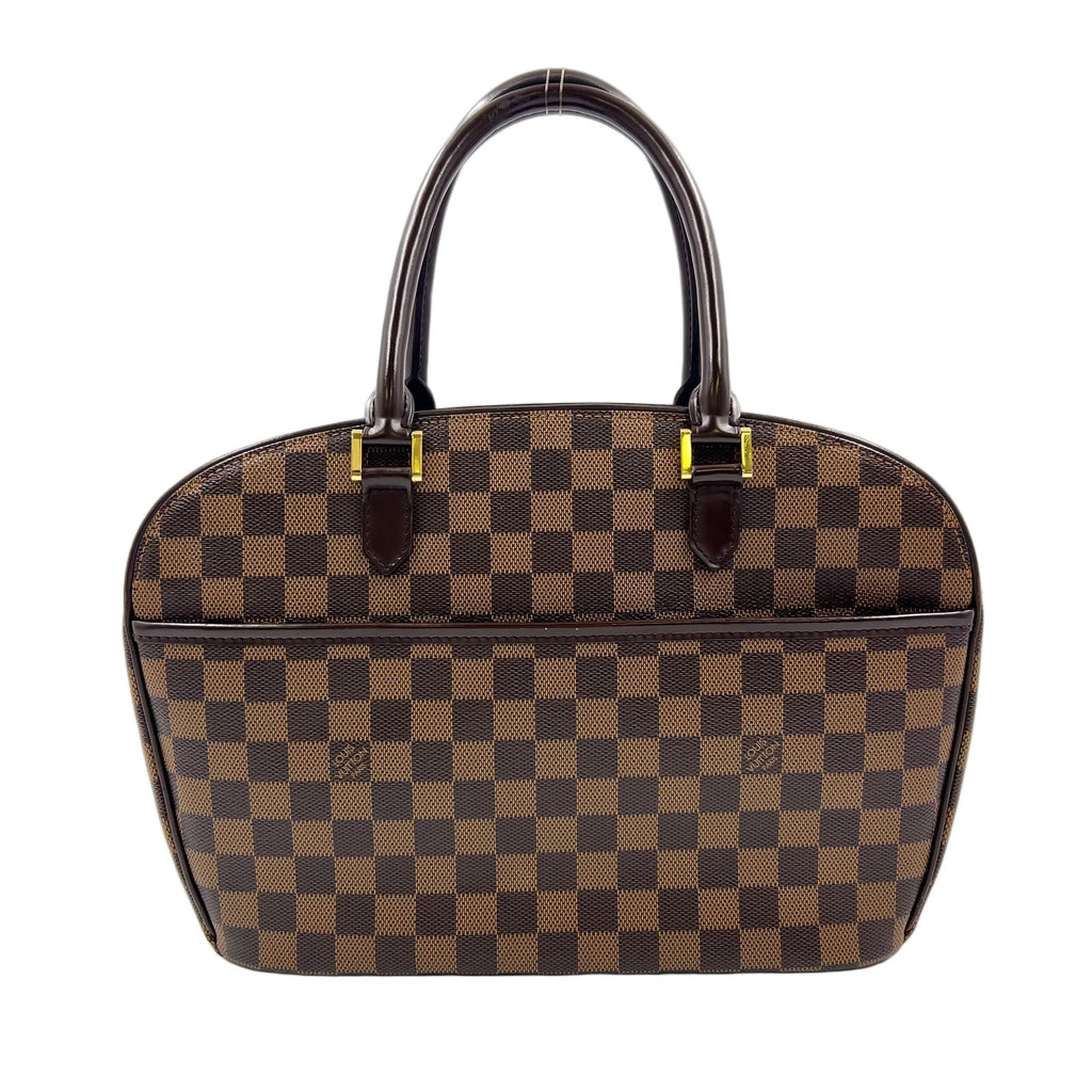 Louis Vuitton Saria Horizontal Damier Ebene Leather Brown Handbag Gold