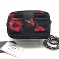 Prada Nylon Tessuto Logo Flower Floral Pattern Mini Chain Shoulder Pouch Black