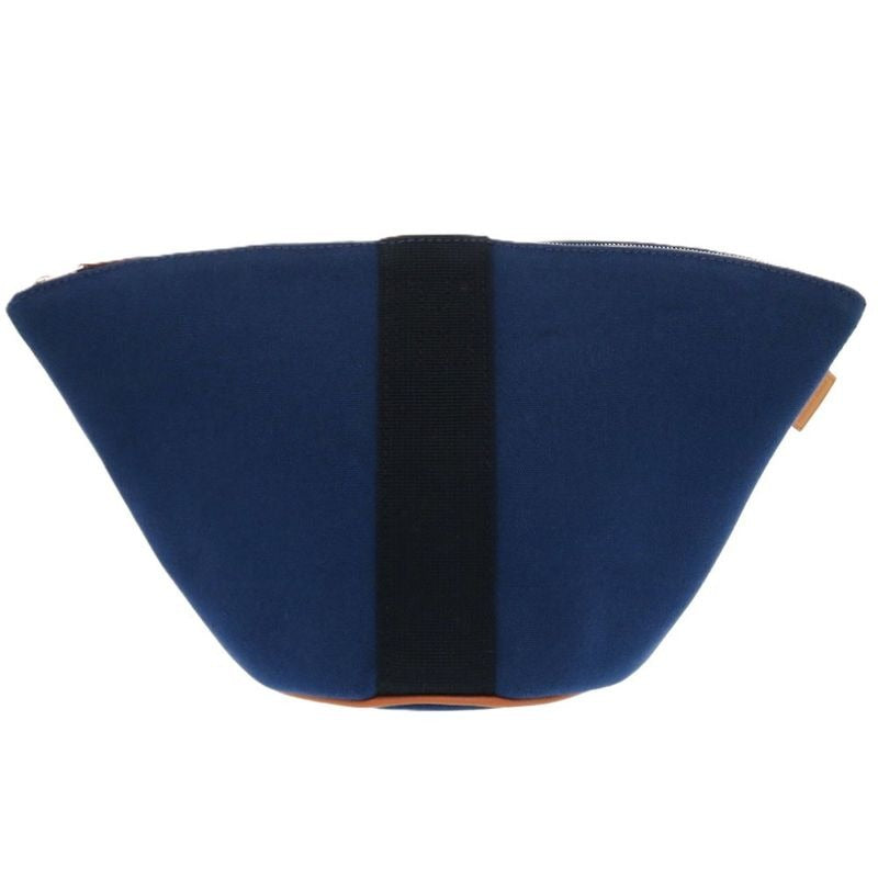 Hermes Palmyre Trapezoid Pouch Bag Canvas Cotton Corail Indigo Blue 1583