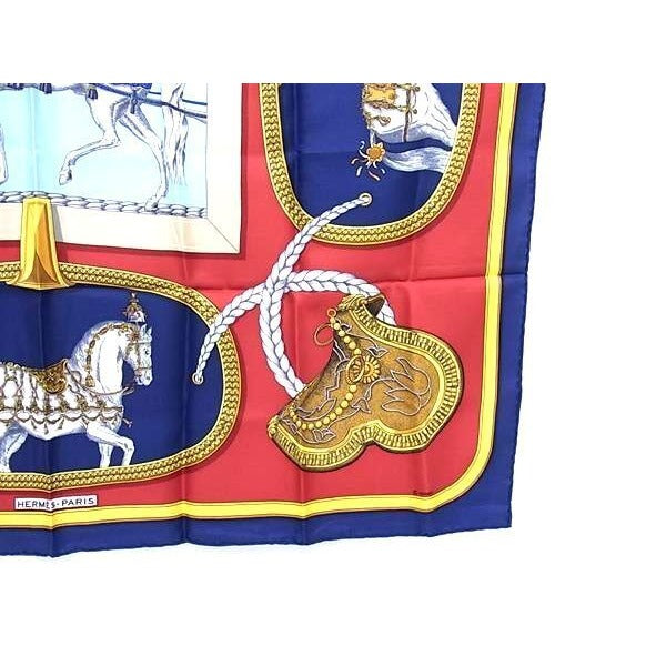 Hermes Scarf Carre 90 Grand Apparat Dress Ing Horse Multicolor 100% Silk — view 5