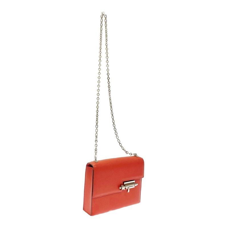 Hermes Leather Silver Hardware Velu Chain Mini Shoulder Bag Red Engraved — view 2