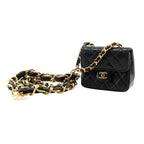Chanel Chain Pochette Micro Quilted Vintage Lambskin Black Waist — view 2