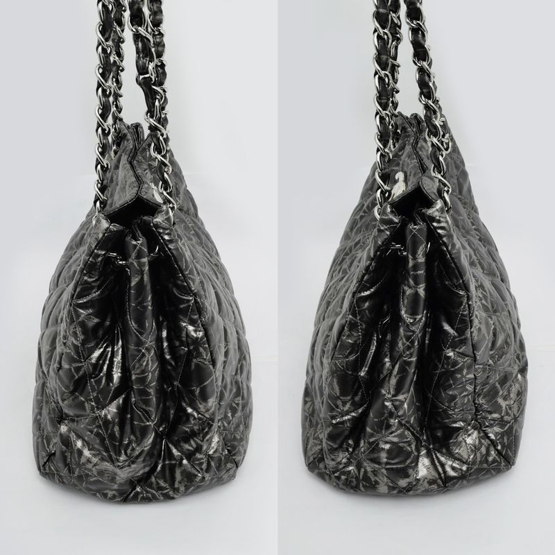 Chanel Nylon Chain Tote Bag Silver Hardware Quilted — view 3