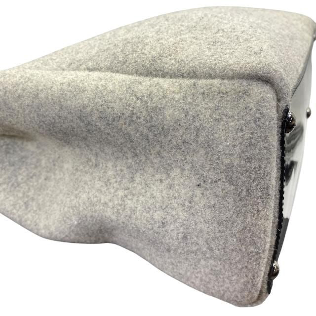 Fendi Toujours Handbag Tote Shoulder Wool Grey with Pouch — view 4