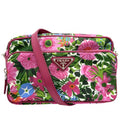 Prada Shoulder Bag Pochette Triangle Logo Floral Pattern Flower