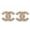 Chanel Accessories CC Logo Rhinestone Pearl Motif Gold B19
