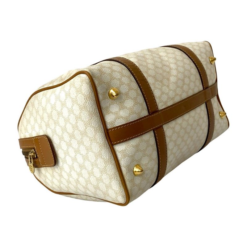 Celine Vintage Macadam Blason Triomphe Pattern Leather Handbag Mini Boston Bag — view 8