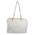 Chanel CC Logo Caviar Leather White Tote Gold