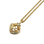 Dior CD Logo Rhinestone Color Stone Clear Gold Necklace