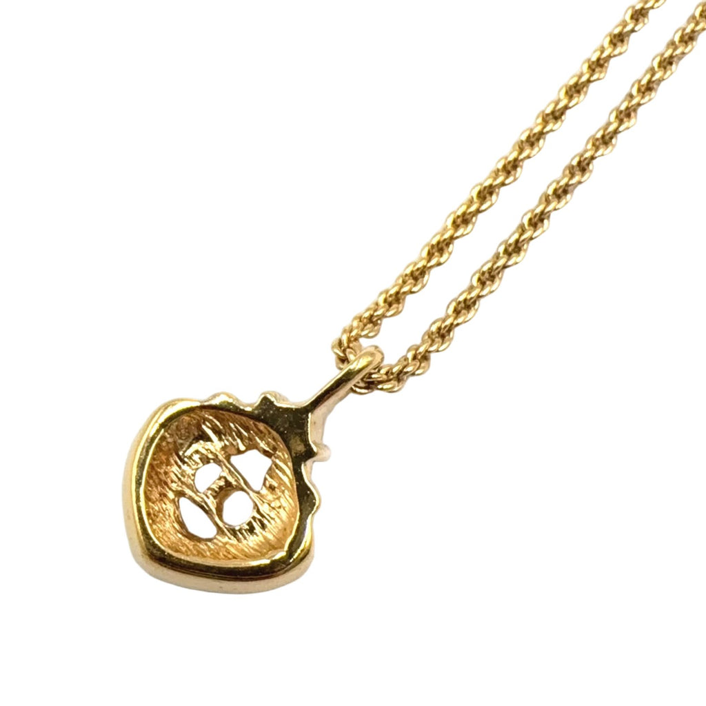 Dior CD Logo Rhinestone Color Stone Clear Gold Necklace — view 2