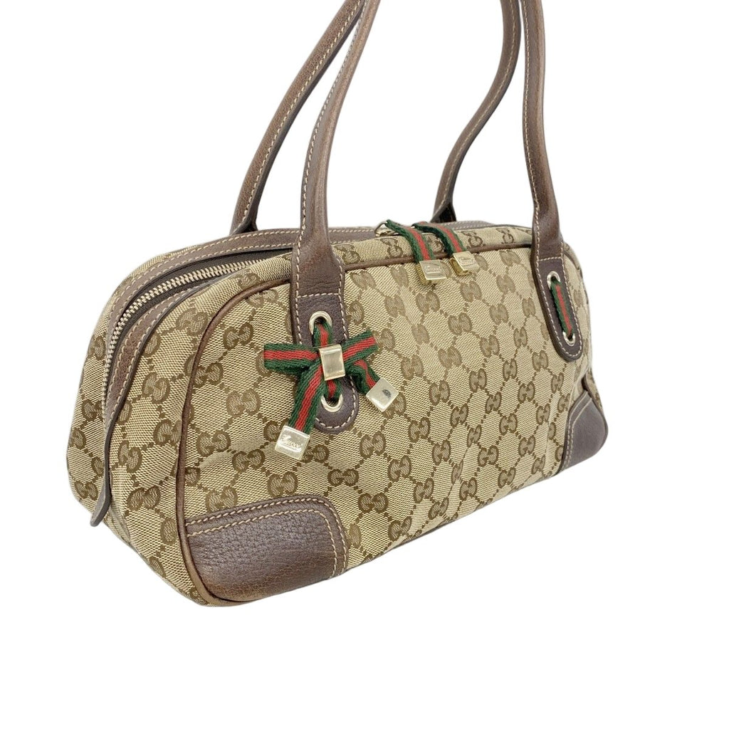 Gucci Shoulder Bag GG Canvas Sherry Line Beige Brown Gold — view 2