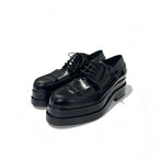 Hermes Loafers Leather Shoes Black Thick Sole