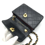 Chanel CC Logo Mini Quilted Lambskin Turnlock Chain Shoulder Bag Black — view 7