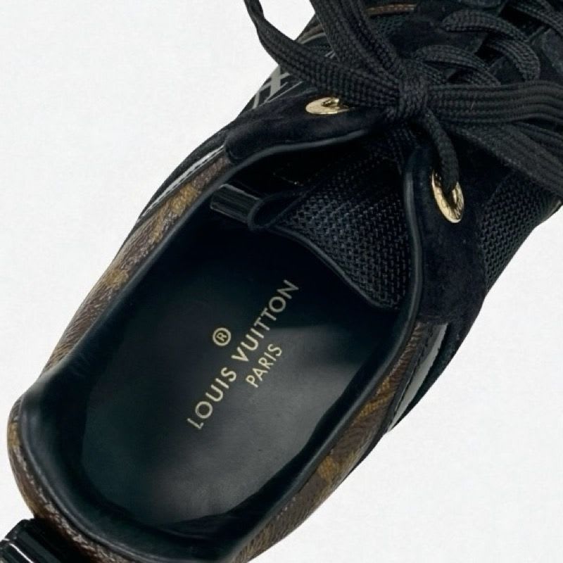 Louis Vuitton Run Away Line Monogram Sneakers Shoes Leather Fabric Suede Black — view 7