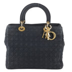 Dior Cannage Lady Handbag Tote Black