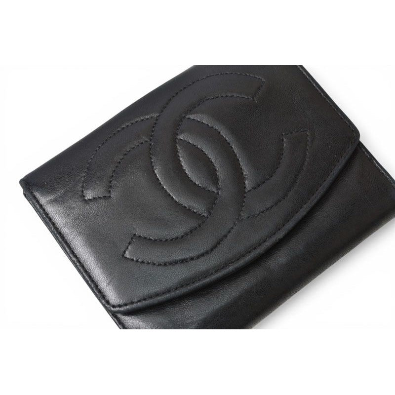 Chanel Wallet Bifold Folding CC Logo Black — view 8