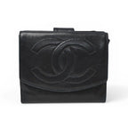 Chanel Wallet Bifold Folding CC Logo Black
