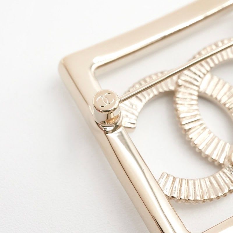 Chanel Brooch Corsage Gold Coco Mark Rhinestone Square — view 8