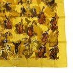 Hermes Carre 90 Concerto 100% Silk Scarf Yellow — view 5