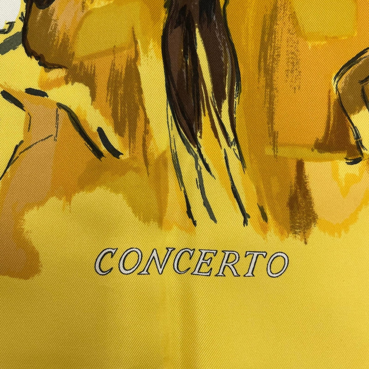 Hermes Carre 90 Concerto 100% Silk Scarf Yellow — view 6