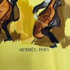 Hermes Carre 90 Concerto 100% Silk Scarf Yellow — view 7
