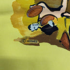 Hermes Carre 90 Concerto 100% Silk Scarf Yellow — view 9