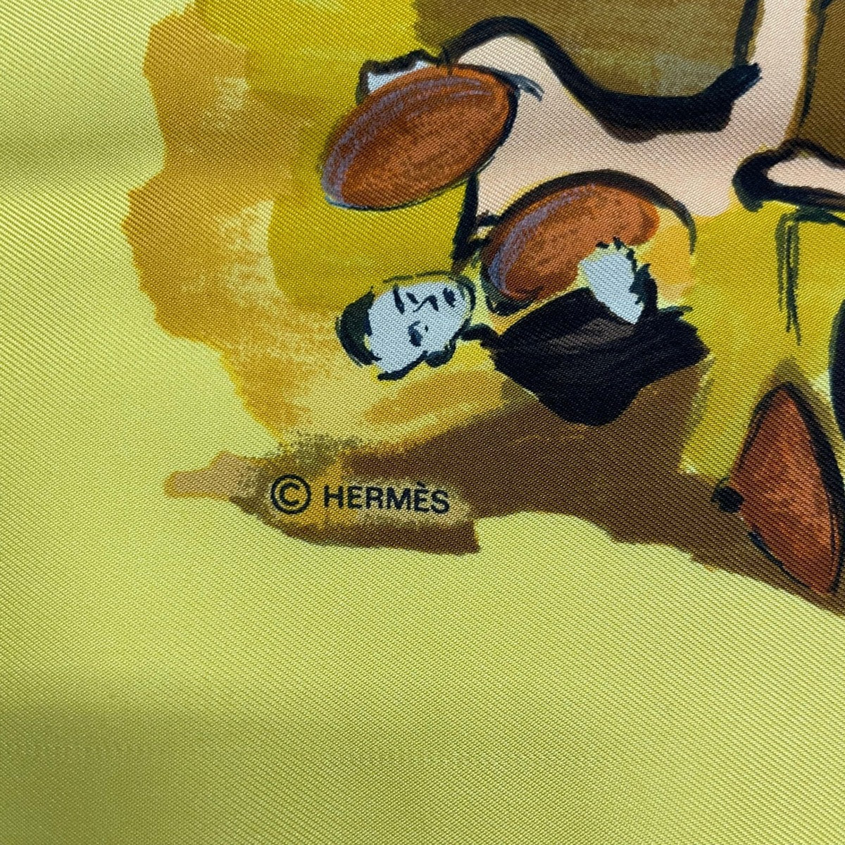 Hermes Carre 90 Concerto 100% Silk Scarf Yellow — view 9
