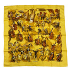 Hermes Carre 90 Concerto 100% Silk Scarf Yellow