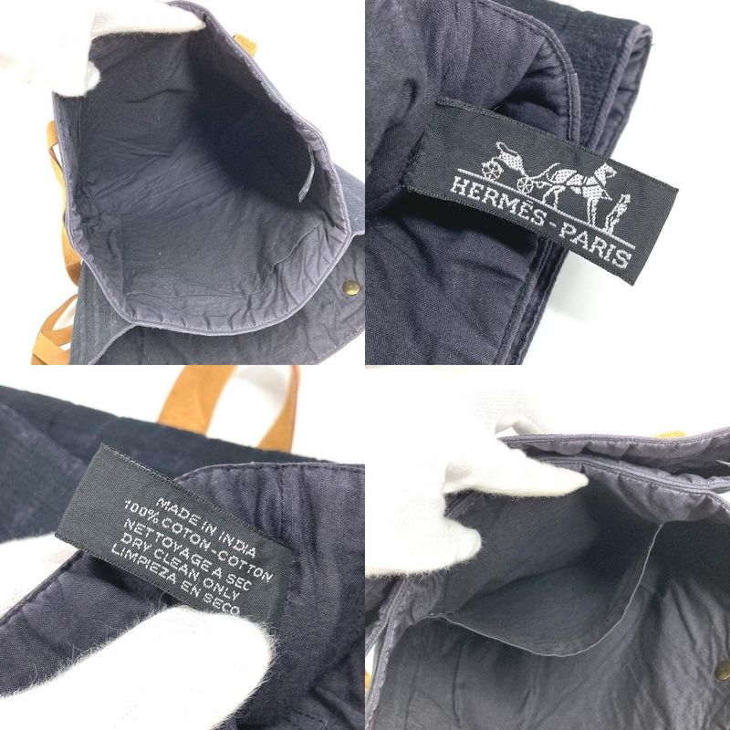 Hermes Shoulder Bag Amedava Cabas de Poche Cotton Navy — view 8