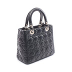 Dior Handbag Lady Cannage Black Leather 2-Way Tote — view 2