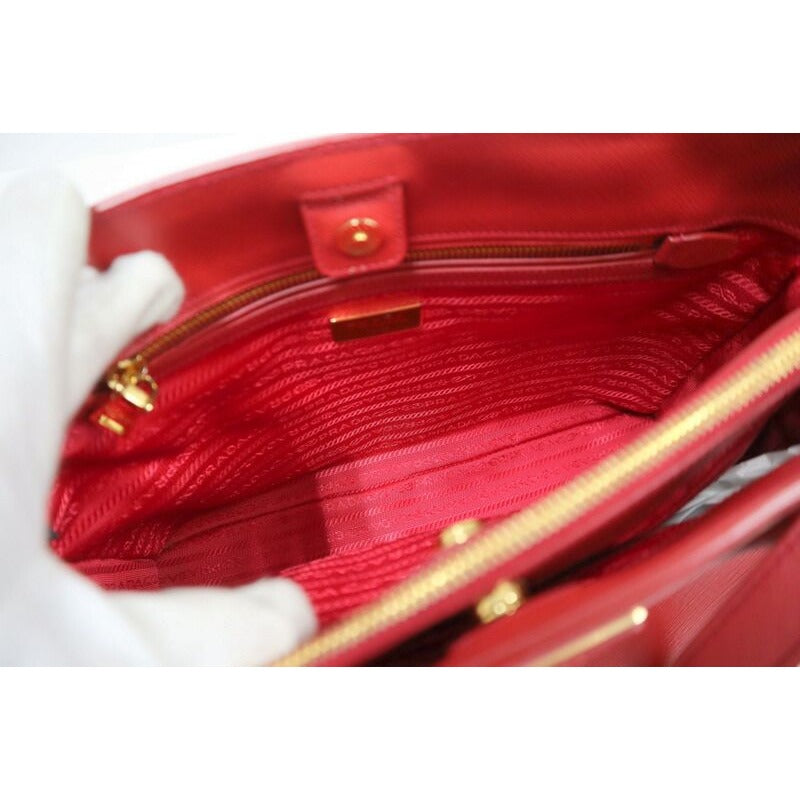 Prada 2-Way Shoulder Bag Saffiano Leather Red Gold — view 5