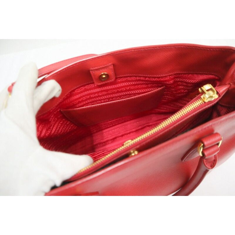 Prada 2-Way Shoulder Bag Saffiano Leather Red Gold — view 6