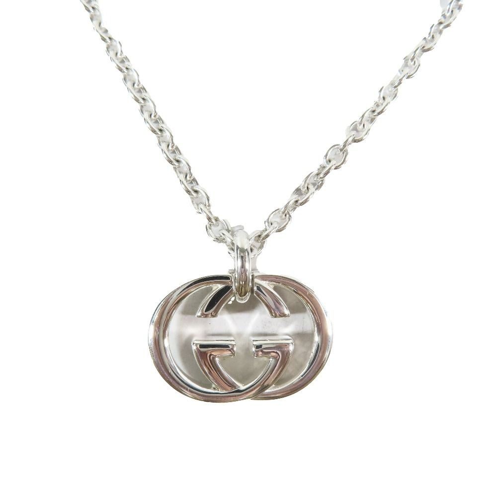 Gucci Polished Interlocking Chain Necklace Pendant Silver
