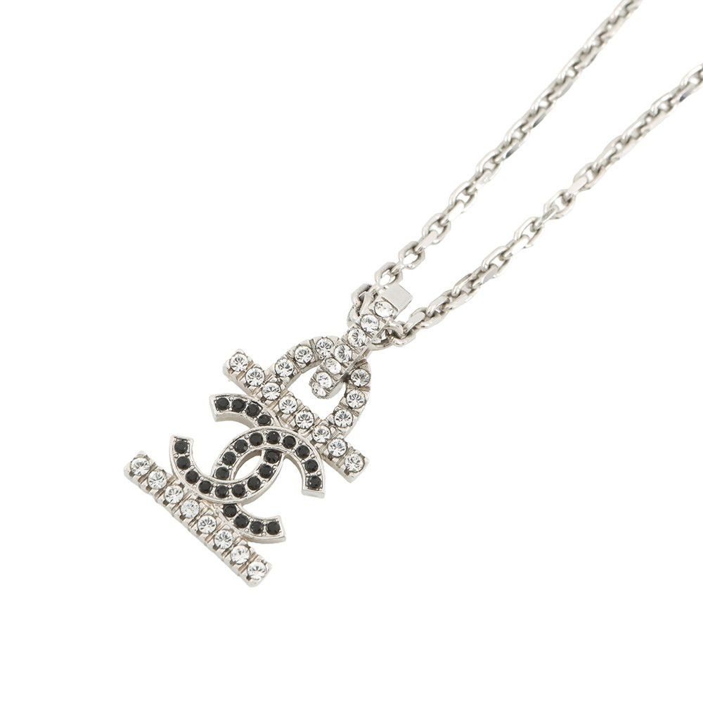 Chanel Necklace CC Logo Rhinestone Faux Pearl