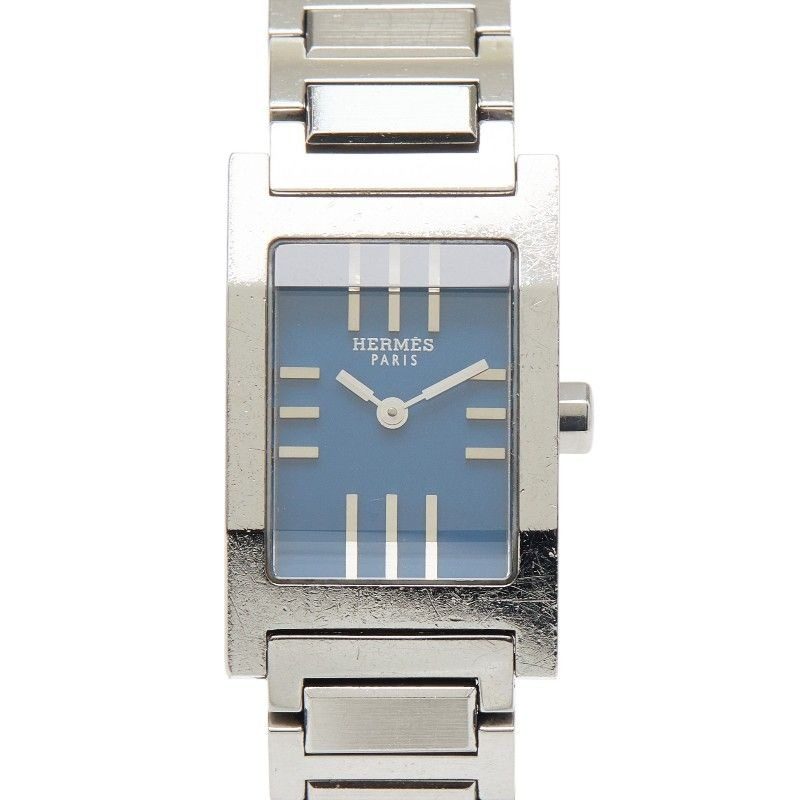 Hermes Tandem Watch Blue Silver Stainless Steel