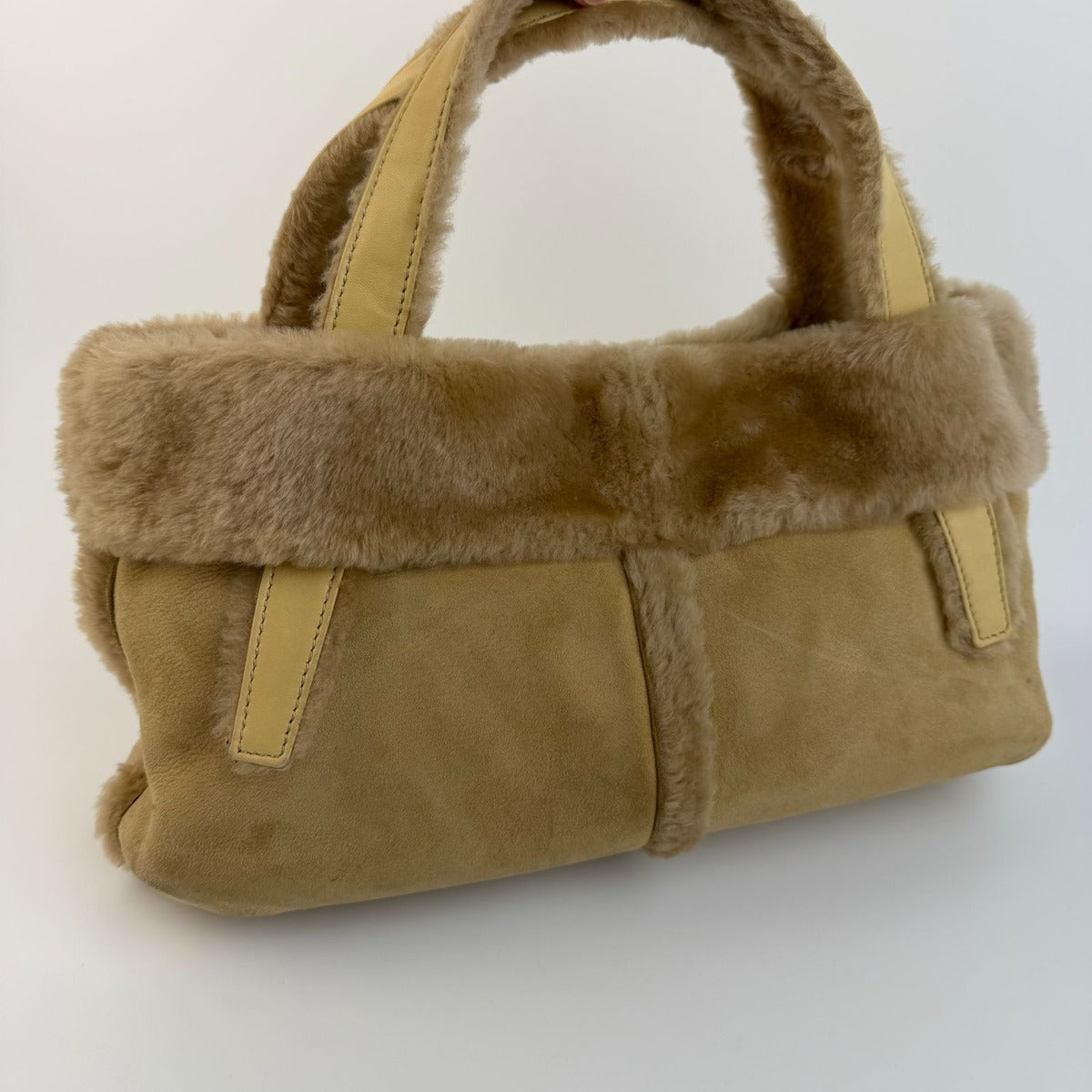 Loewe Anagram Handbag Beige Mouton Suede Vintage — view 3