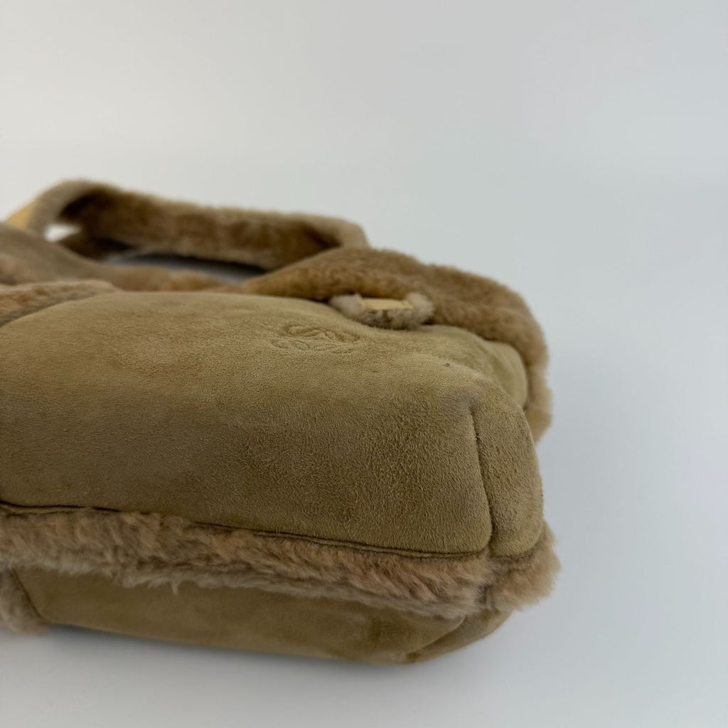 Loewe Anagram Handbag Beige Mouton Suede Vintage — view 9