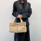 Loewe Anagram Handbag Beige Mouton Suede Vintage