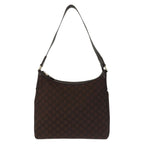 Gucci GG Pattern Brown Gold Nylon Shoulder Bag