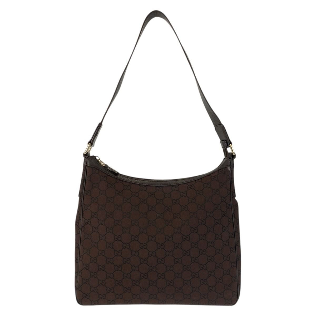 Gucci GG Pattern Brown Gold Nylon Shoulder Bag