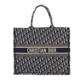 Dior Oblique Book Tote Bag Large Canvas Navy