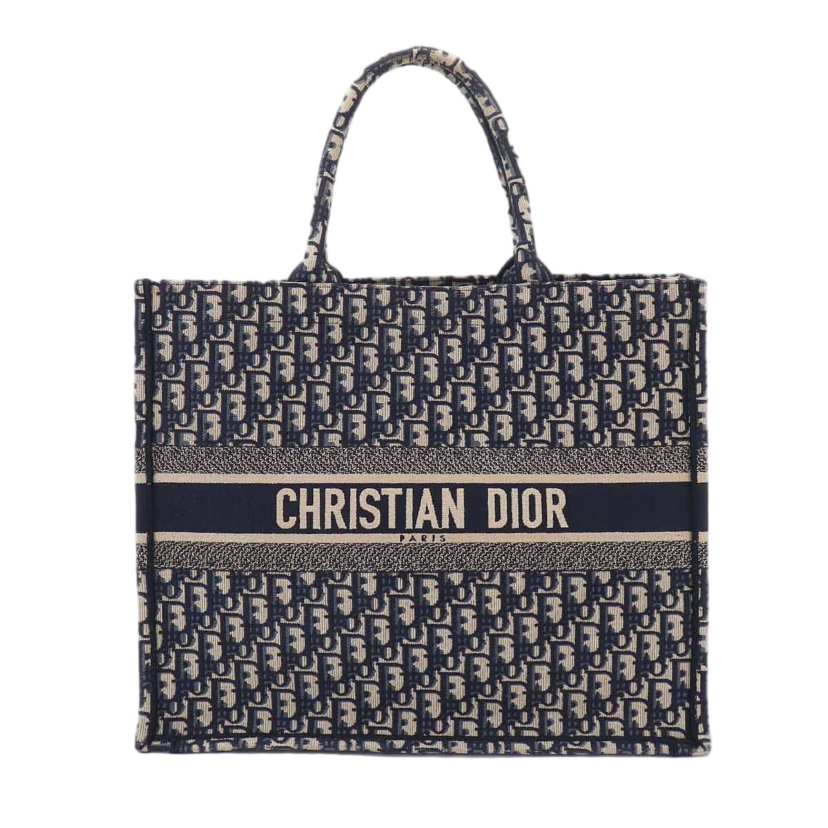 Dior Oblique Book Tote Bag Large Canvas Navy