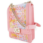 Chanel Chain Shoulder Boy As0130 Tweed And Lambskin Pink — view 2