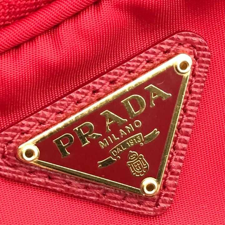Prada Triangle Logo Nylon Mini 2-Way Pouch Shoulder Bag Red — view 9