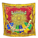 Hermes Scarf Carpe DIEM Enjoy The Day Sun Moon Star Silk Red