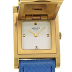 Hermes Medallion Gold Plated Leather Quartz Analog Display White Dial