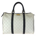 Gucci White Black Gold GG Supreme Canvas Leather Mini Boston Bag