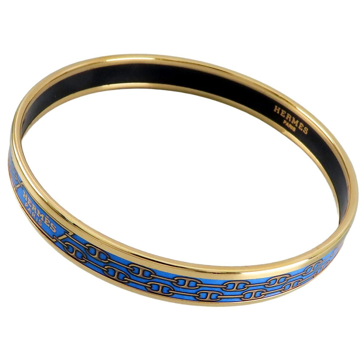 Hermes Enamel Bangle Blue Gold SS PM Chaine D'Ancre 20.5 Bracelet — view 2